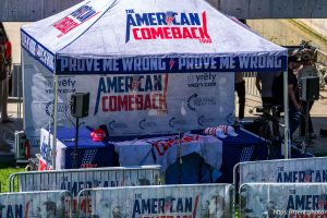 (Trent Nelson  |  The Salt Lake Tribune) The scene after Charlie Kirk was shot during an appearance at Utah Valley University in Orem on Wednesday, Sept. 10, 2025.