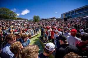 (Trent Nelson  |  The Salt Lake Tribune) Charlie Kirk appears at Utah Valley University in Orem on Wednesday, Sept. 10, 2025. He was shot minutes later.