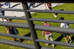(Trent Nelson  |  The Salt Lake Tribune) People react after Charlie Kirk is shot during an appearance at Utah Valley University in Orem on Wednesday, Sept. 10, 2025.