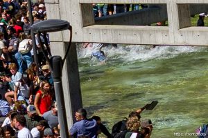 (Trent Nelson  |  The Salt Lake Tribune) People react after Charlie Kirk is shot during an appearance at Utah Valley University in Orem on Wednesday, Sept. 10, 2025.