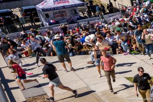 (Trent Nelson  |  The Salt Lake Tribune) People react after Charlie Kirk is shot during an appearance at Utah Valley University in Orem on Wednesday, Sept. 10, 2025.