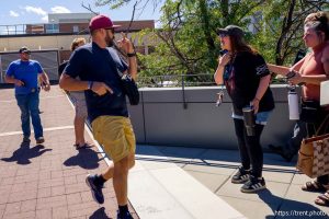(Trent Nelson  |  The Salt Lake Tribune) People react after Charlie Kirk is shot during an appearance at Utah Valley University in Orem on Wednesday, Sept. 10, 2025.