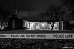 (Trent Nelson  |  The Salt Lake Tribune) A meetinghouse of The Church of Jesus Christ of Latter-day Saints the day after a shooting took place in the Jordan Meadows neighborhood of Salt Lake City on Thursday, Jan. 8, 2026.