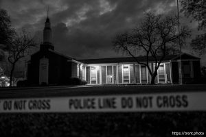 (Trent Nelson  |  The Salt Lake Tribune) at the site of a shooting at a meetinghouse of The Church of Jesus Christ of Latter-day Saints in the Jordan Meadows neighborhood of Salt Lake City on Thursday, Jan. 8, 2026.